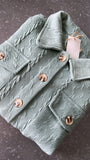 Sage Cable Knit Shacket