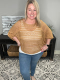 Open Knit Boatneck Sweater - Camel