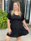 Flutter Sleeve Dress - Black
