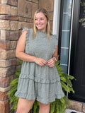 Sage Leopard Tiered Dress
