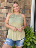 Ruffle Ombre Halter Tank - Green