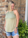 Ruffle Ombre Halter Tank - Green