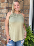 Ruffle Ombre Halter Tank - Green