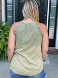 Ruffle Ombre Halter Tank - Green