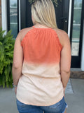Ombre Ruffle Halter Tank - Cantelope