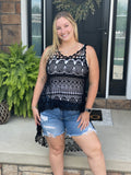 Crochet Hi-Lo Top - Black
