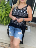 Crochet Hi-Lo Top - Black