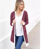 Midi Striped Cardigan - Burgundy