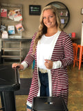 Midi Striped Cardigan - Burgundy