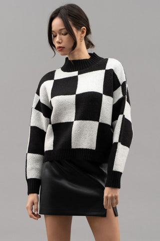Checkered Crew Neck Sweater