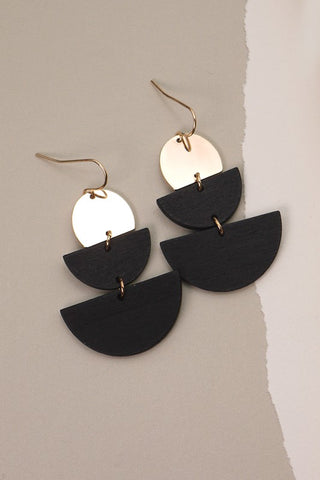 Half Moon Metal Drop Earrings - Black