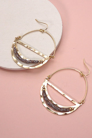 Half Moon Beaded Earrings - Brown