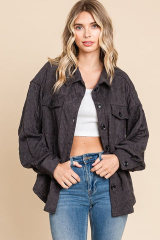 Charcoal Cable Knit Shacket