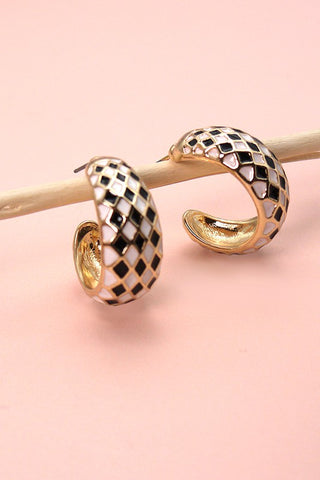 Checker Hoop Earrings