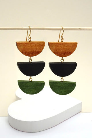 Half Moon Wood Drop Earrings