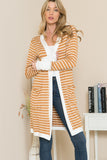 Midi Striped Cardigan - Mustard