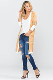 Midi Striped Cardigan - Mustard