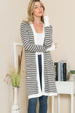 Midi Striped Cardigan - Olive/Grey