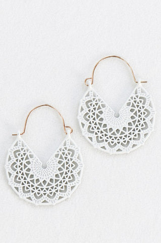 White Laser Cut Earrings