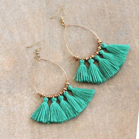 Boho Turquoise Tassel Earrings