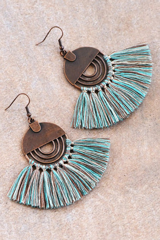 Blue Multi Tassel Earrings