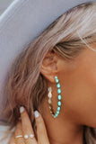 Retro Turquoise C-Shaped Hoop Earrings