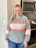 Sage Paisley Color Block Top