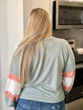 Sage Paisley Color Block Top