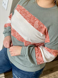 Sage Paisley Color Block Top