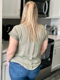 Lace Trim Woven Top - Sage