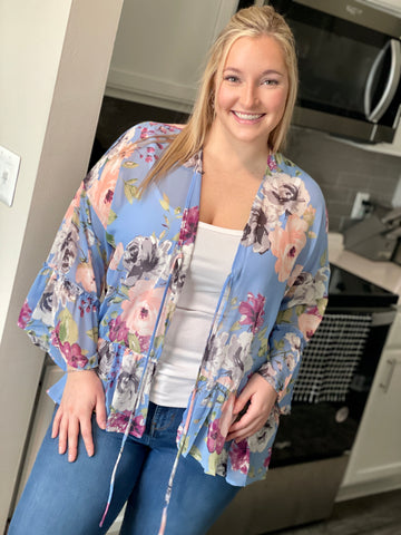 Floral Tie Front Cardigan