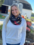 Plaid Infinity Scarf - Black