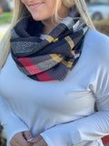 Plaid Infinity Scarf - Black