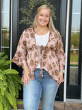 Satin Tie Front Cardigan - Mauve