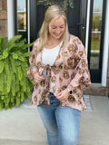 Satin Tie Front Cardigan - Mauve