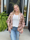 Satin Tie Front Cardigan - Mauve