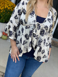 Satin Tie Front Cardigan - Ivory