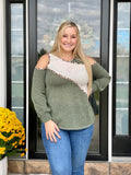 Olive Leopard Cut Out Top