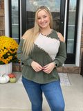 Olive Leopard Cut Out Top