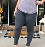 Full Length Peach Skin Soft Leggings - Charcoal