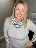 Stripe Cowl Neck Top
