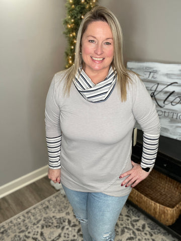 Stripe Cowl Neck Top