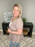 Ruffle Hem Cardigan - Taupe