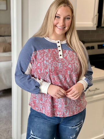 Mallory Floral Button Top
