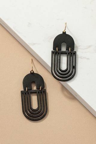 Wood Arch Earring - Black