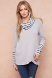 Stripe Cowl Neck Top