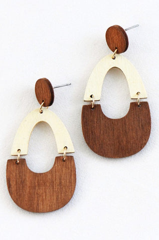 Mixed Wood Drop Earrings